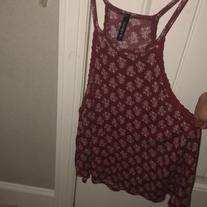 maroon pattern halter top